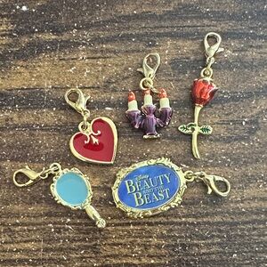 Disney Beauty and the Beast Charm Set - Gold, Red, Blue